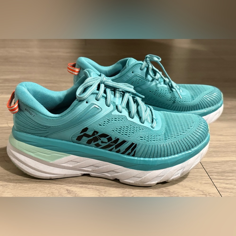 HOKA Bondi 7 Teal Running Shoes
